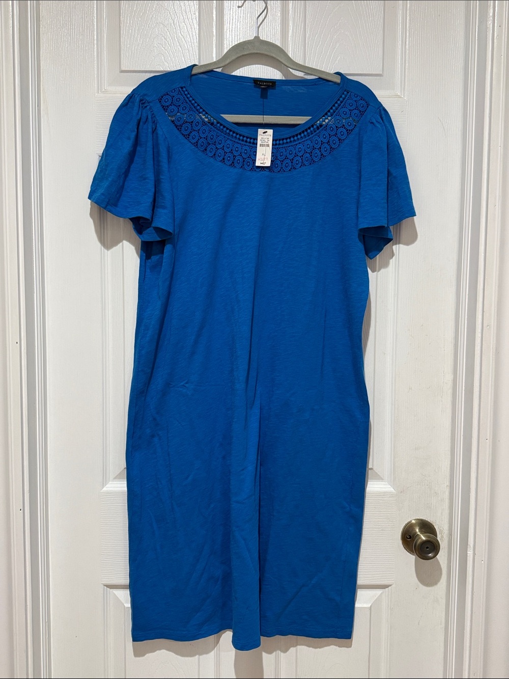 Talbots Cobalt Blue Embroidered Neck Midi Dress